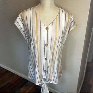 CURE - Striped Button-Down Tie-Front Top
- Size Medium